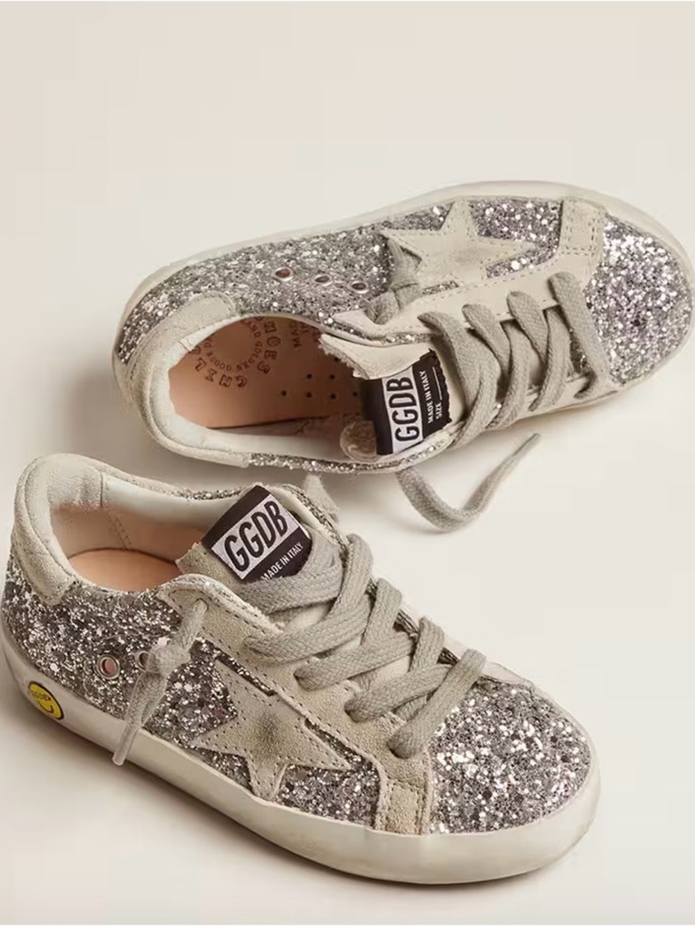 Golden Goose Kids Silver Glitter Sneakers